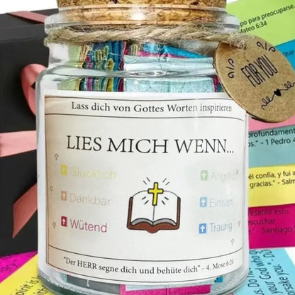 German/Spanish/English Bible Verses Jar